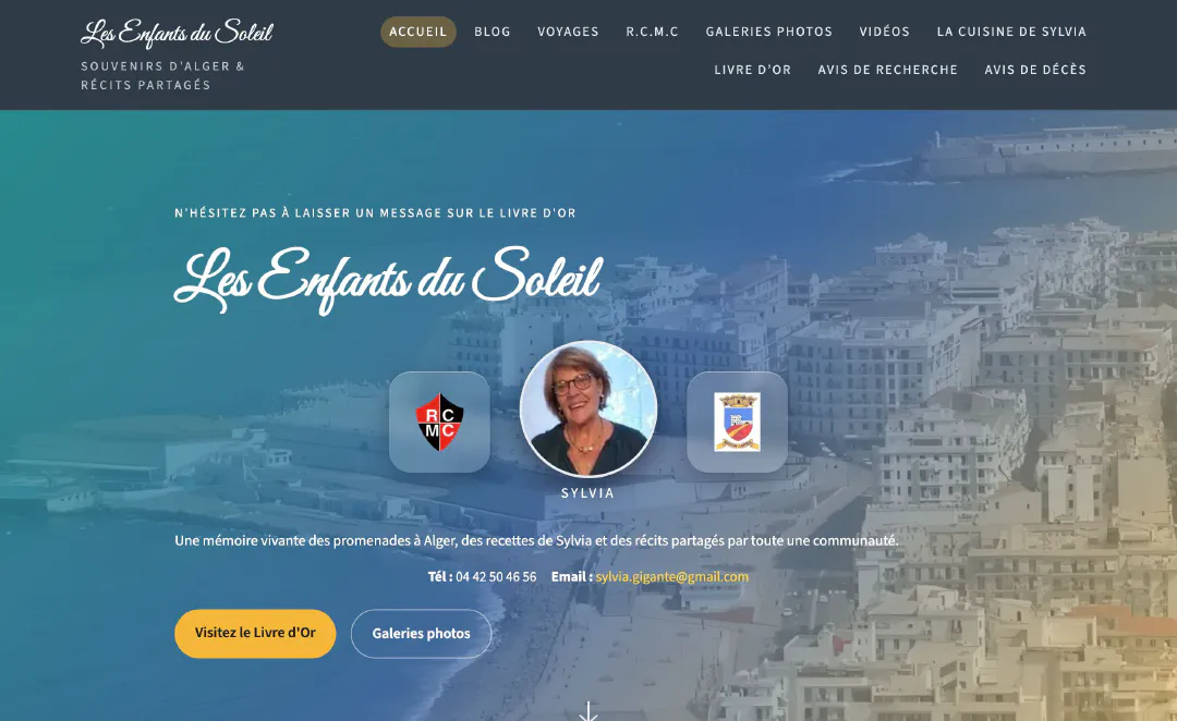 Screenshot of the Les Enfants du Soleil website