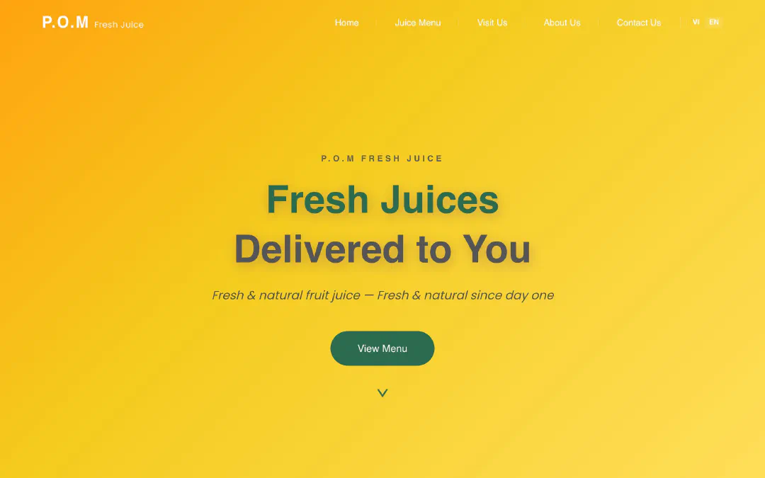 Screenshot of the P.O.M Fresh Juice website